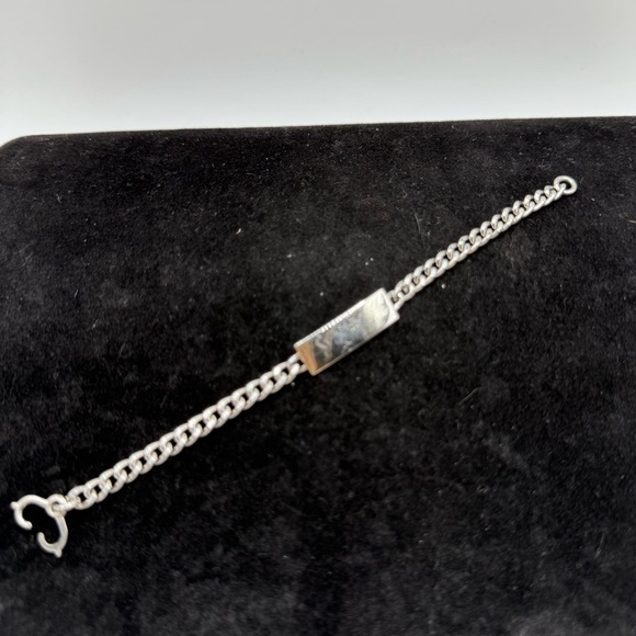 Other - Vintage Elico Sterling Silver Child’s ID Bracelet 5.5” Curb Chain Blank Plate